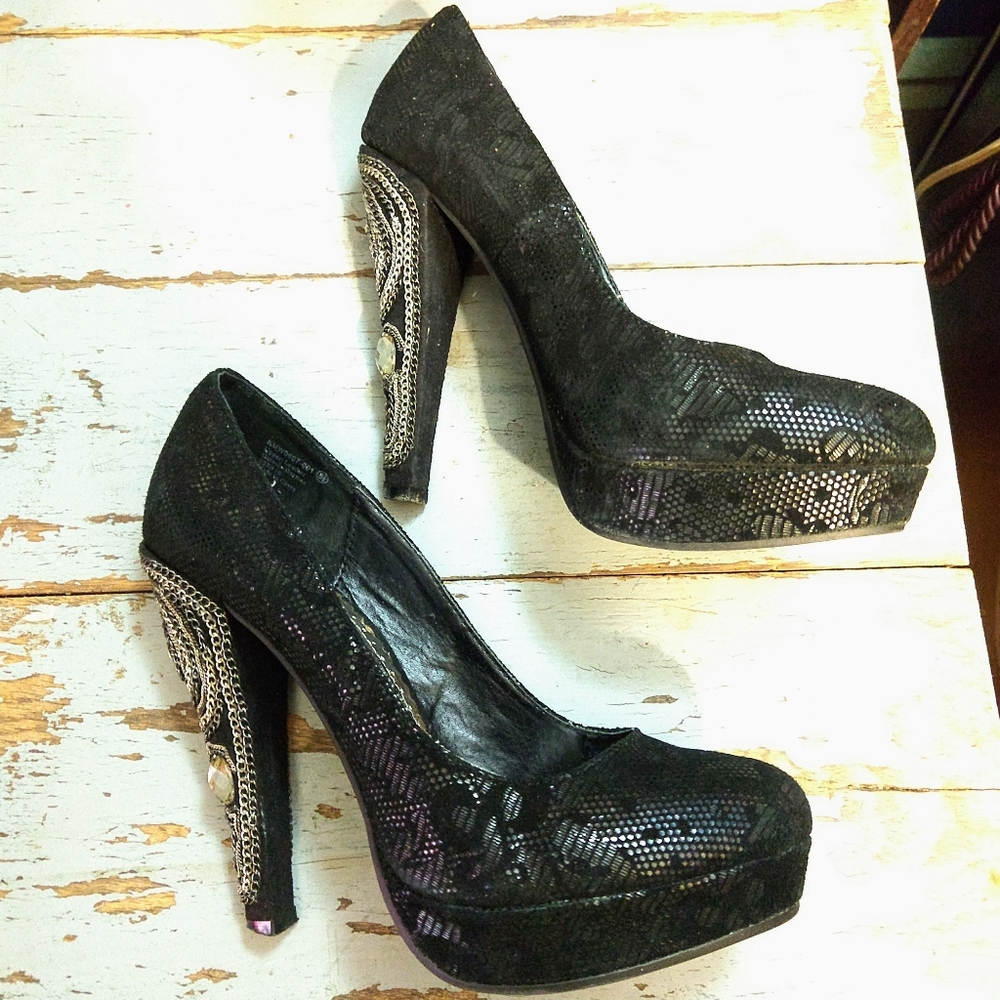 Naughty Monkey Leather Platforms Embellished Heels - image 6